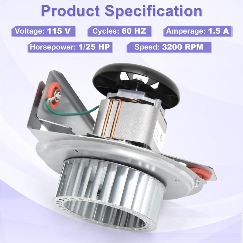 Aibabcue Furnace Draft Inducer Motor Assembly for Carrier, Bryant, Payne, Jakel Furnace 318984-753 HC21ZE117 HC21ZE114A LA11AA005 Inducer Motor Blower Wheel with Mounting Bracket Kit Replacement Parts - Image 2